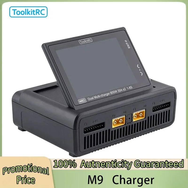 ToolkitRC M8D 1600W 50A Touchscreen Dual Channels Charger 3.5'' Flip Screen 65W Fast Charger for 1-8S RC Lipo LiHV LiFe Battery