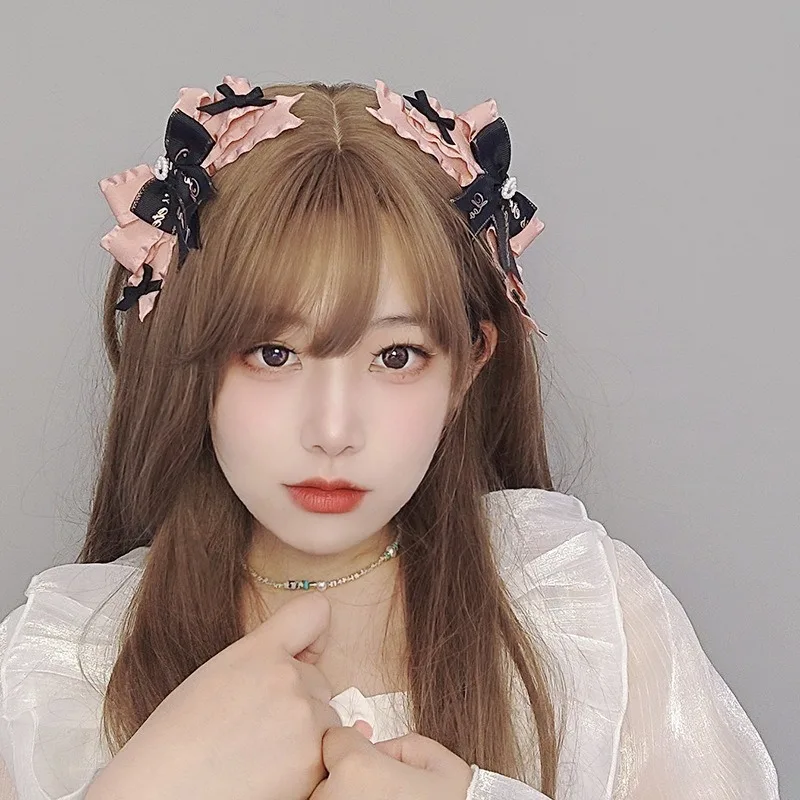 Lolita Akcesoria spinka do włosów czarna Dark Sweet Cool Girl Big Bow Punk Love JK Nakrycia głowy Lolita Ozdoba do włosów anime nakrycia głowy