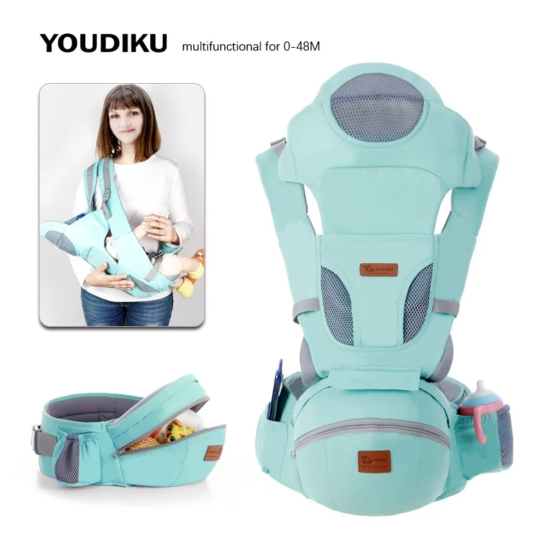 LazyChild Multifunctional Baby Carrier With Baby Waist Stool With Back Plate Head Guard Holding Baby Waist Stool Baby Carrier