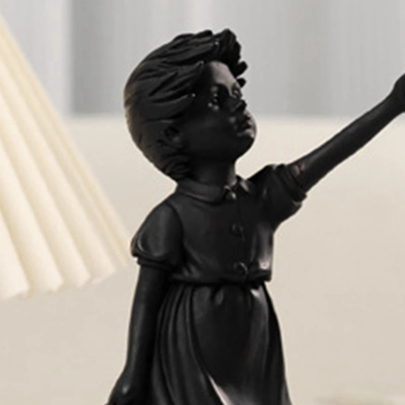 Little Girl With Balloon Figurine Statue Sculpture Living Study Room Bedroom Decor Home Table Decoration
