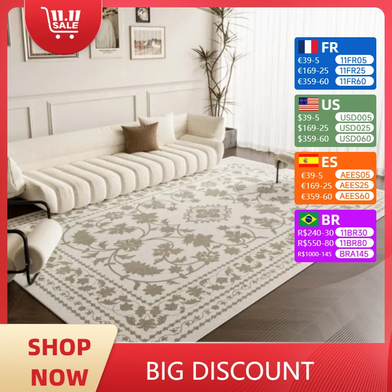 

French Living Room Carpet vintage Advanced Light Luxury Coffee Table Rugs Soft Fluffy Bedside Bedroom Mats Alfombra Tapis 러그