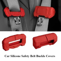 For Tesla Model 3/Y/3 Highland 2024 Seatbelt Buckle Protective Cover Silicone Collision Avoidance Red Black Car Safety Belt Clip