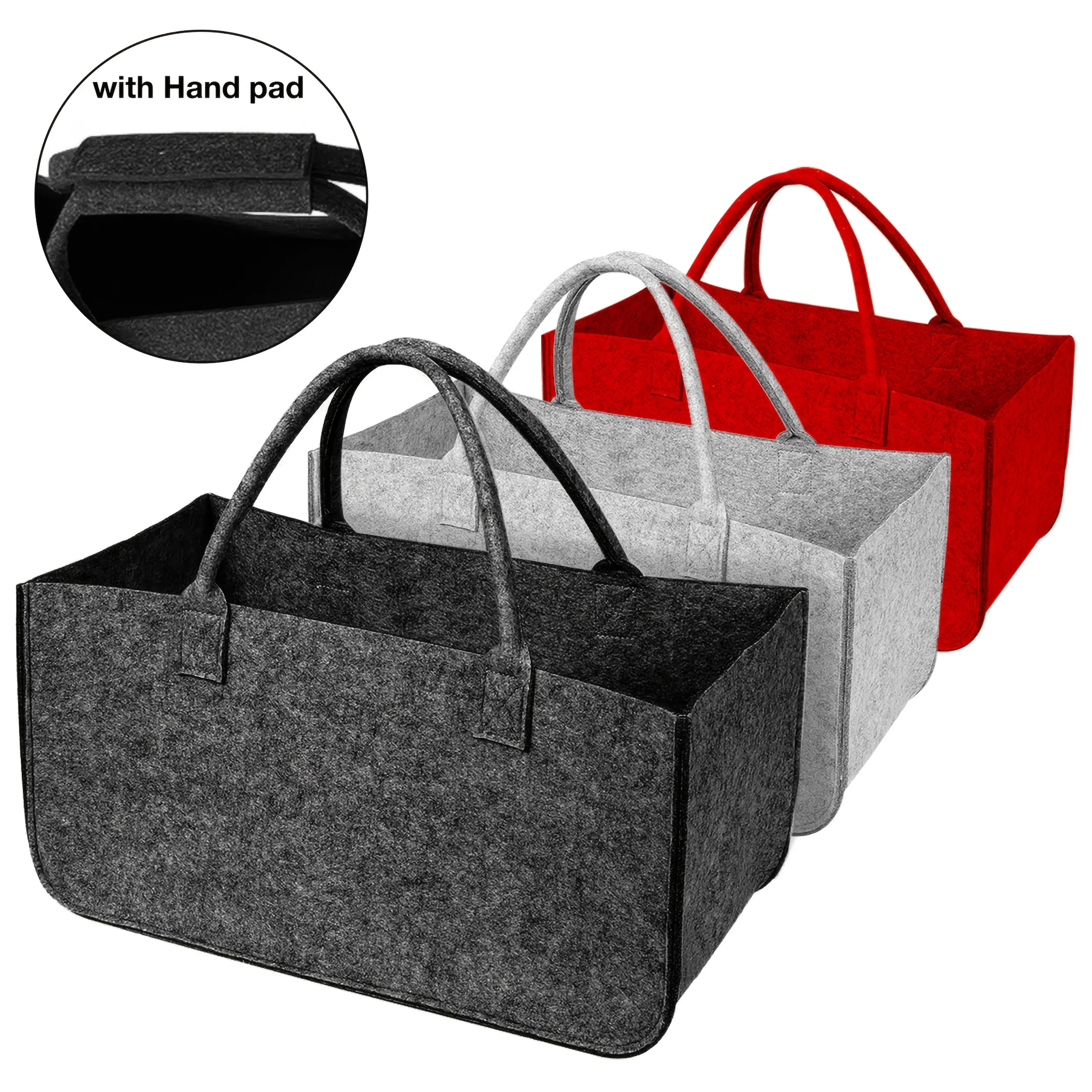 Firewood Carrier Log Tote Bag Fireplace Log Carrier Holders Woodpile Rack Fire Wood Carrying Felt Storage Bag Shopping Handbag