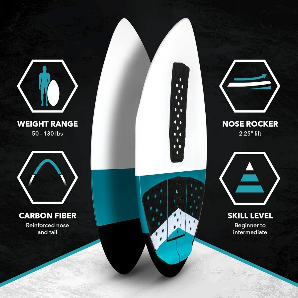 Fiberglass Performance Skimboard com EVA Traction Pad, Crianças e Adultos, Disponível