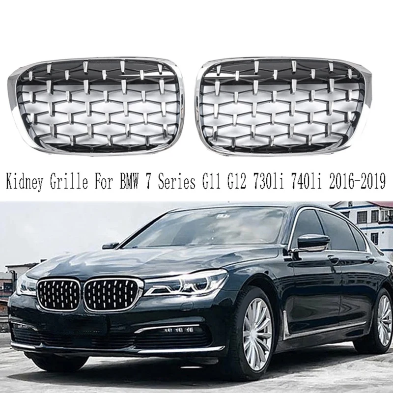 

T18C-Diamond Car Front Bumper Kidney Grille Racing Grills For BMW 7 Series G11 G12 730Li 740Li 2016-2019