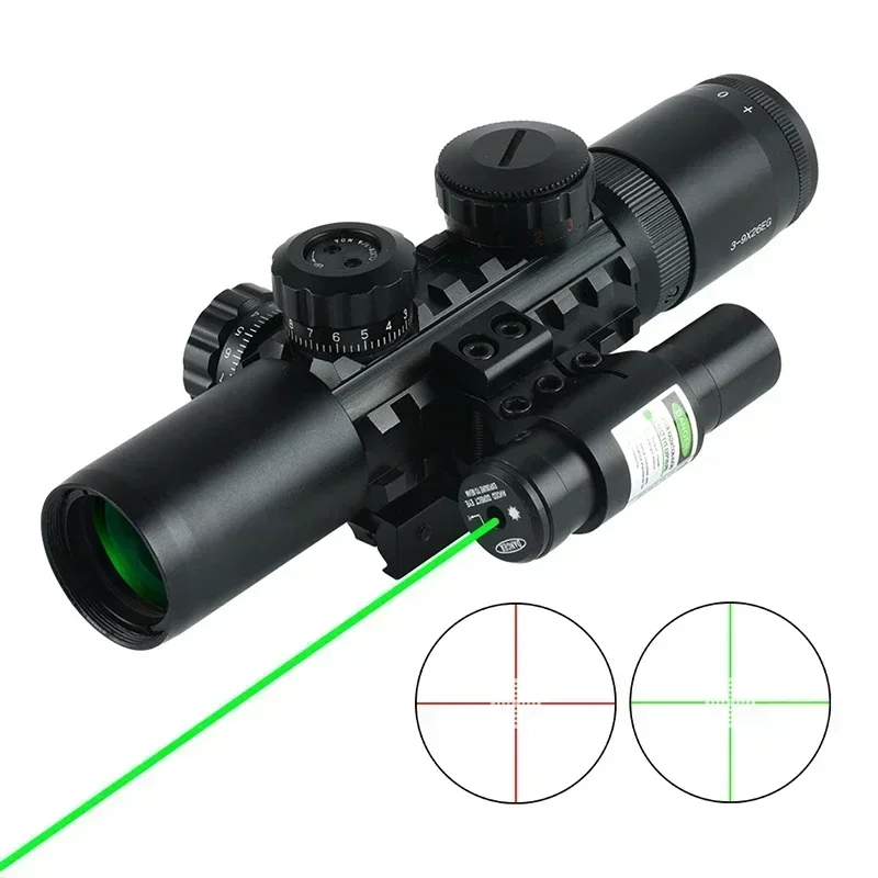 Imagem -05 - Tactical Riflescope Compact Range Finder Caça Retículo Âmbito Óptico Tactical Combo Visão Laser Vermelho e Verde Rail Mount 3-9 X26eg 20 mm