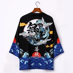 Blusa japonesa de Kimono para hombre y mujer holgada informal moda Haori 2024 verano estilo chino Tsuru Tops de secado rápido