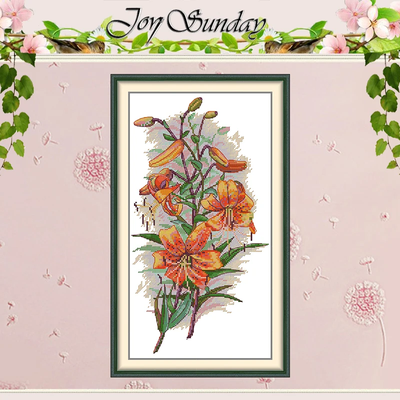 

Набор для вышивания крестиком «Золотые лилии» с нанесенным рисунком, 11CT, 14CT, 16CT, HD, DMC, набор для вышивания, рукоделие