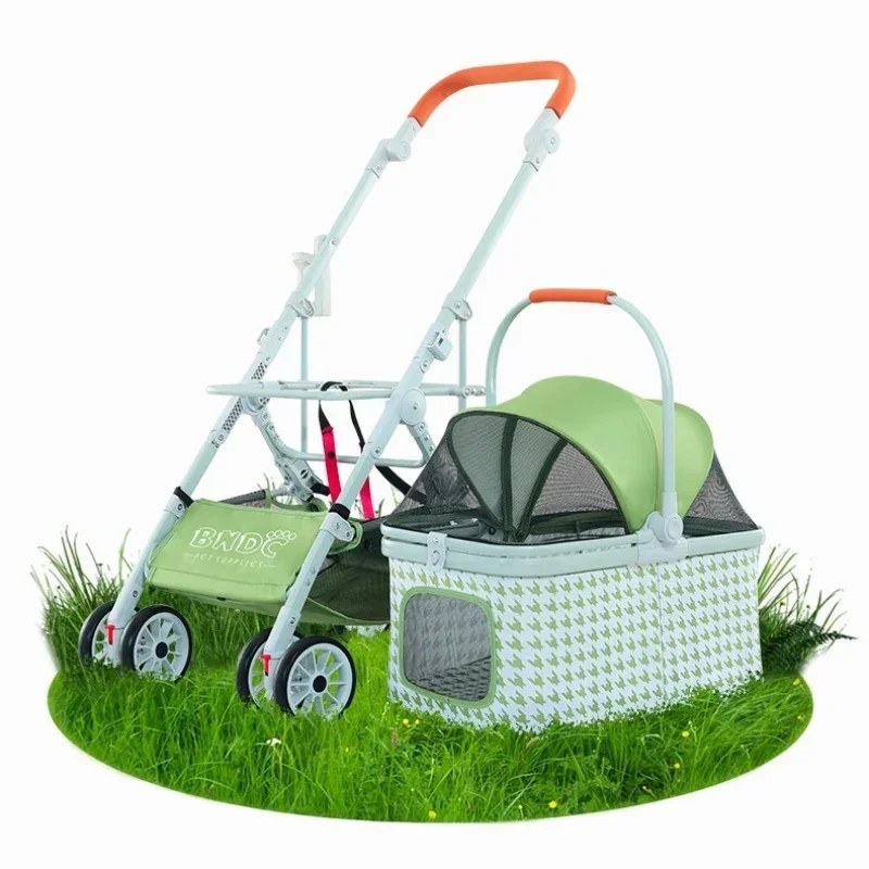 

For Foldable Pet Stroller, Grid Dog Buggy Cart with Detachable Basket, Pet Travel, Outdoor Cooling Carriers&Strollers for Dogs