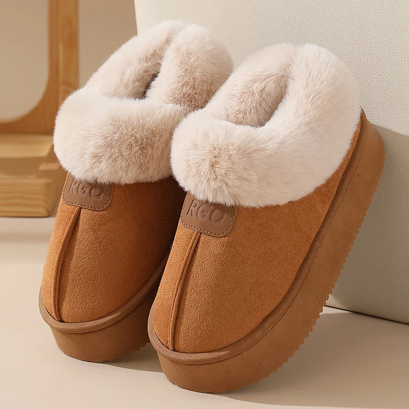 

Winter Plush Warm Snow Boots for Women Fashion Fluffy Faux Fur Platform Ankle Boots Woman Thick Sole Non Slip Warm House Shoes