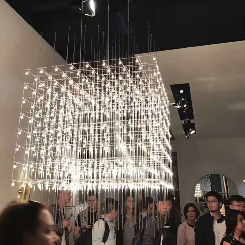 Modern Luxury Chandelier starry sky firefly light cube Pendant Lamp For Dining Room Office Hotel LED Large Hanging Chandelier