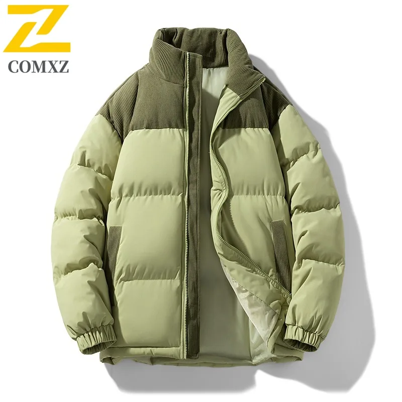 COMXZ Spring Autumn Men Cotton Work Jacket Windproof  Wrinkle Resistant Thickened Coat Fashion Casual Zip Up Outerwear New 2025