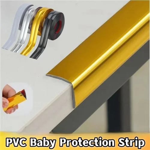 Tira decorativa autoadhesiva de PVC de 5/1M, pegatina de pared, cinta anticolisión, tira protectora de parachoques, protector de esquina de pared para borde de muebles