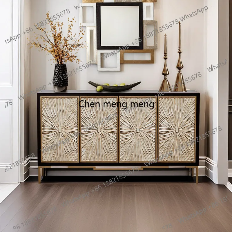 

American light luxury dining edge, carved door panel storage, villa living room storage, entrance cabinet