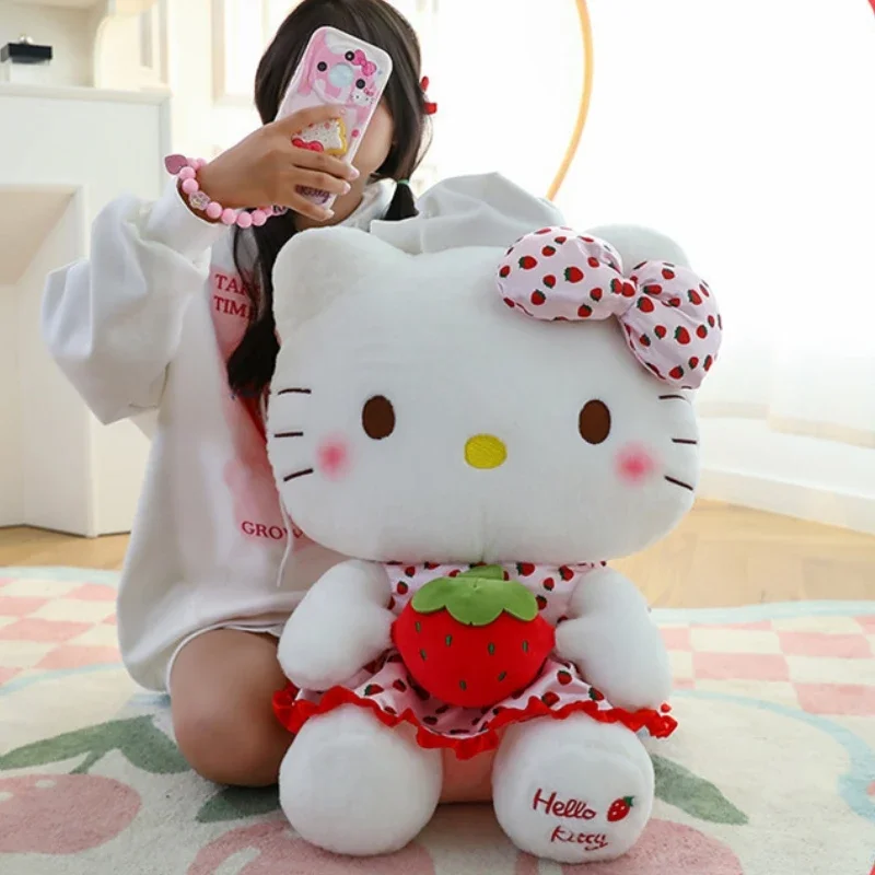 

New 65cm Big Size Kawaii Sanrio Strawberry Hello Kitty Plush Toy Cartoon Anime Plush Doll Animal Cute Plushies Girls Gift