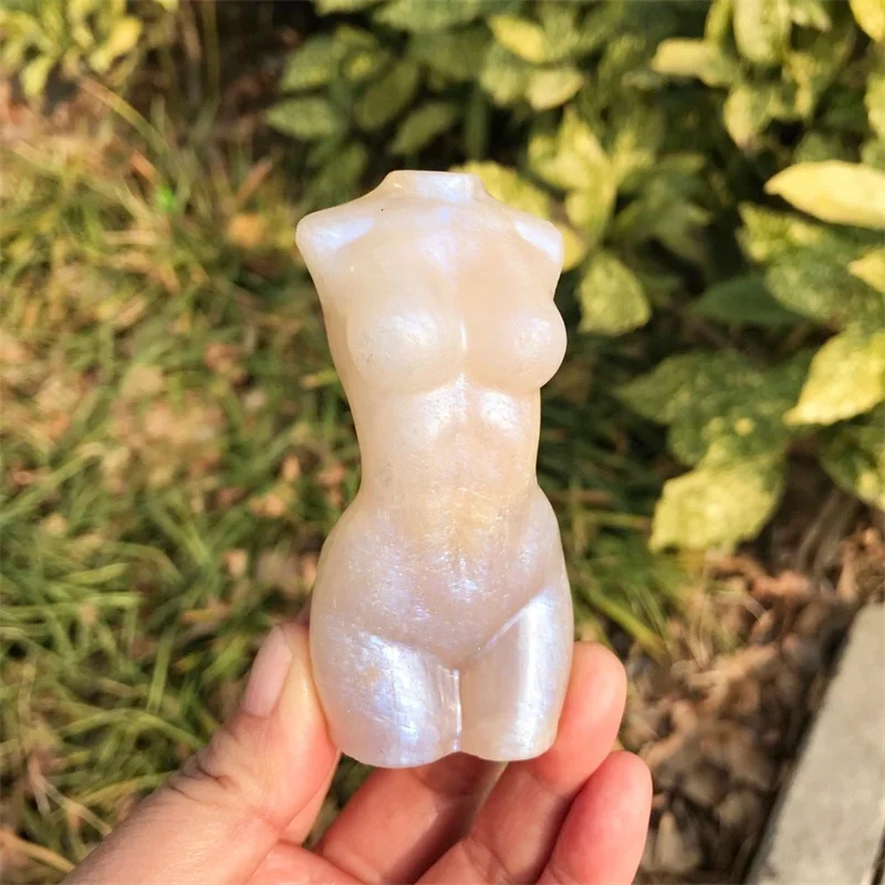 

Natural Moon Stone Lady Body Carving Handmade Body Carved Crafts Figurine Healing Ornament Room Decor 1PCS