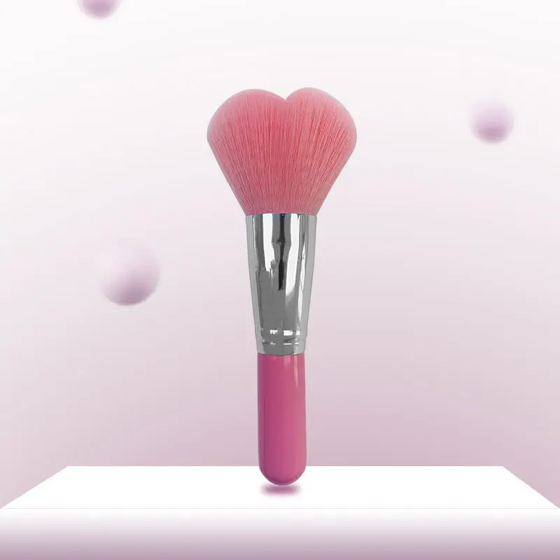 Luxe make-up Blush Brush Roze Hartvorm Roze Synthetisch Haar Poeder Blush Make-upborstel Houten Handvat Gezichtsschoonheidstools