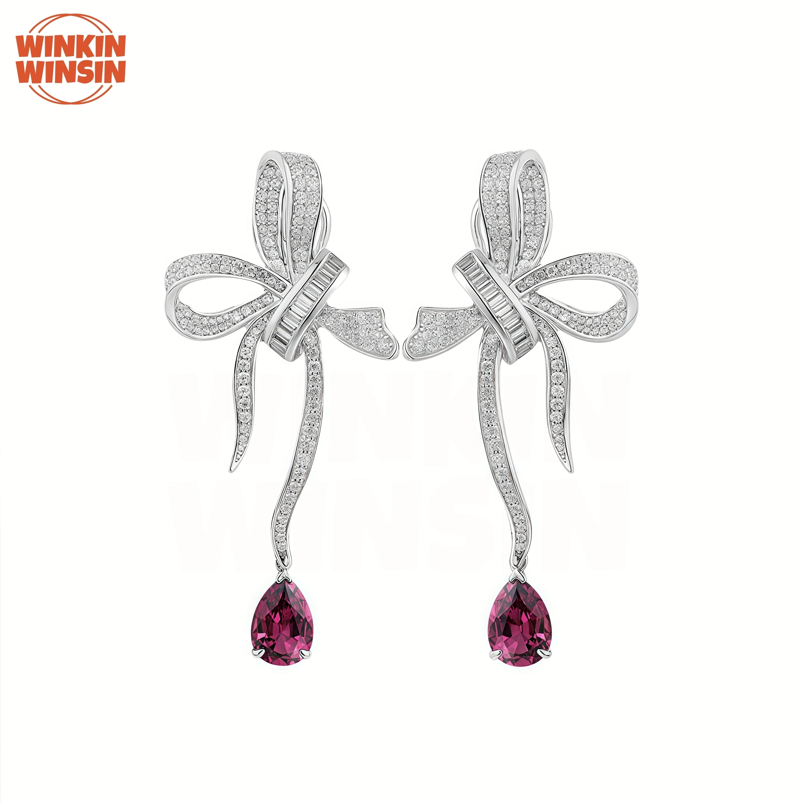 

Winkin Winsin Luxury Natural Garnet 4.8 Carats Stud Drop Earrings Woman 925 Sterling Silver Drop Earrings Gemstones Ear Pendant