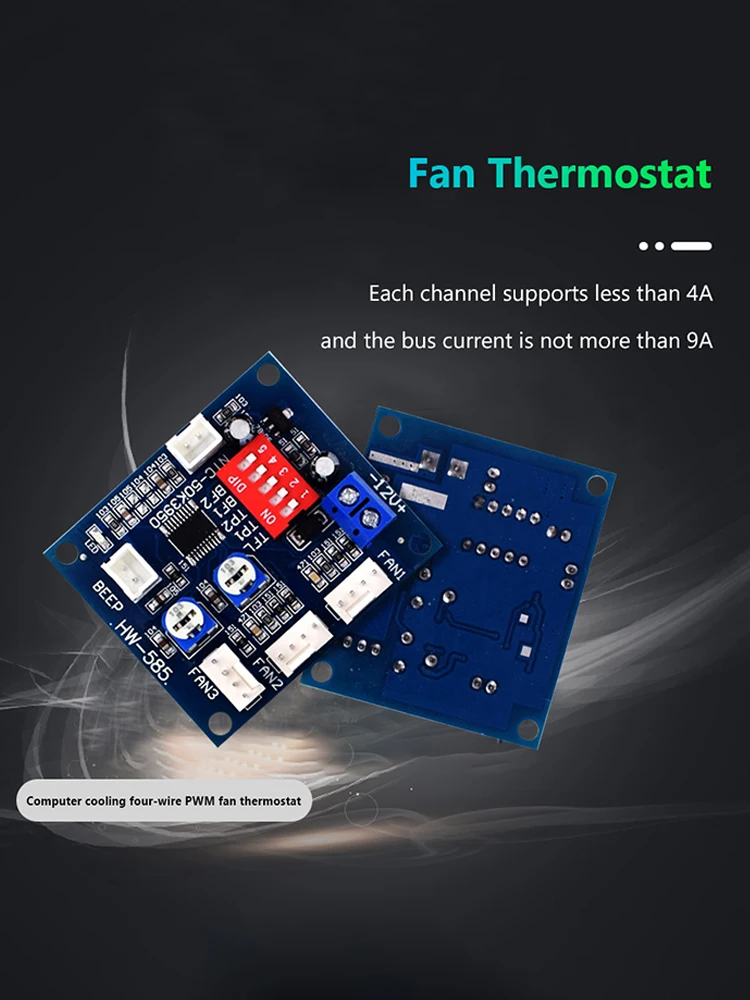 HW-585 PWM وحدة تحكم في درجة حرارة سرعة المروحة 4 سلك لوحة وحدة للكمبيوتر الشخصي #3