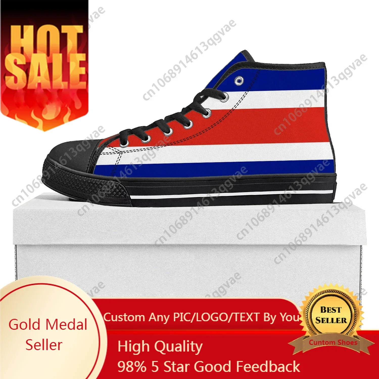 

Costa Rican Flag High Top High Quality Sneakers Mens Womens Teenager Canvas Sneaker Costa Rica Casual Couple Shoes Custom Shoe