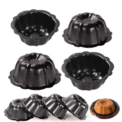 4/12PCS 4inch Mini Cake Pan Nonstick Fluted Baking Mold Carbon Steel Flower Shape Tube Pan for Brownie Cupcake Pudding Muffin