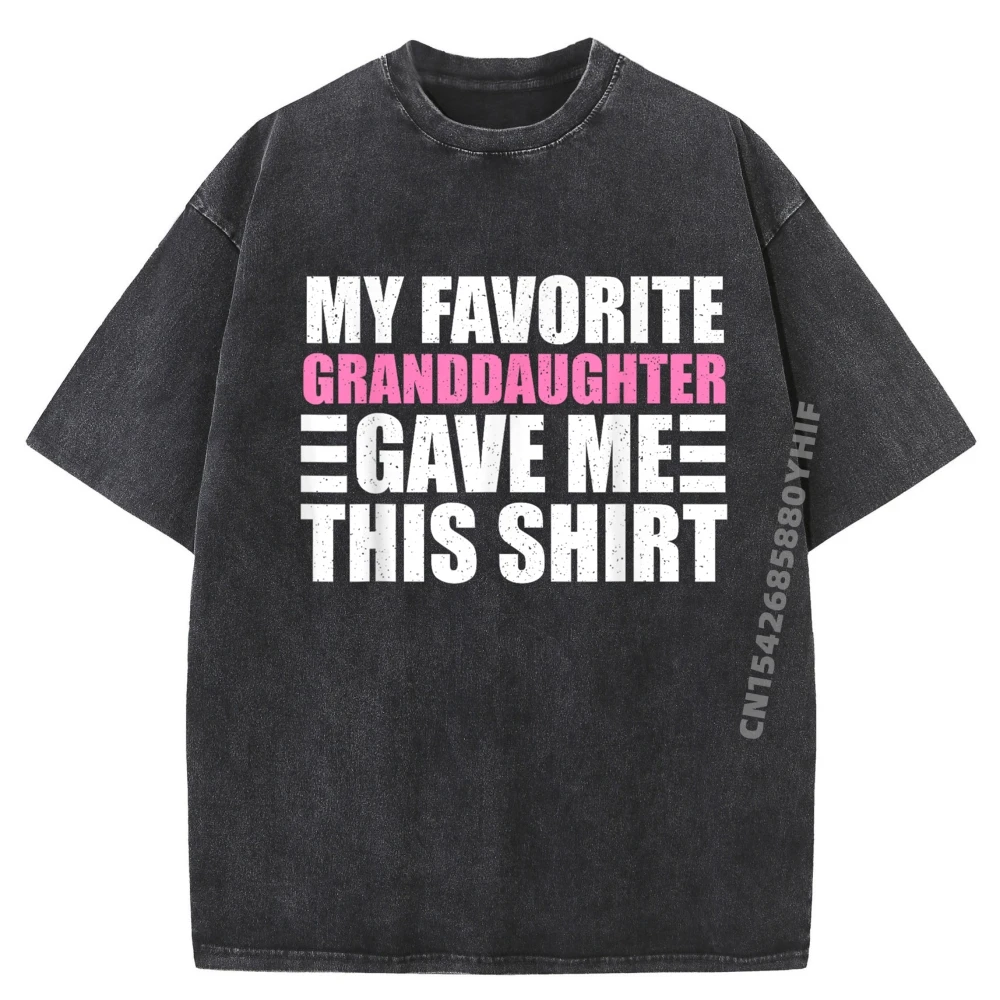 

Funny Grandpa Art From Granddaughter For Men Grandfather Vintage T Shirts Men's Clothing Washed Tops T Shirt