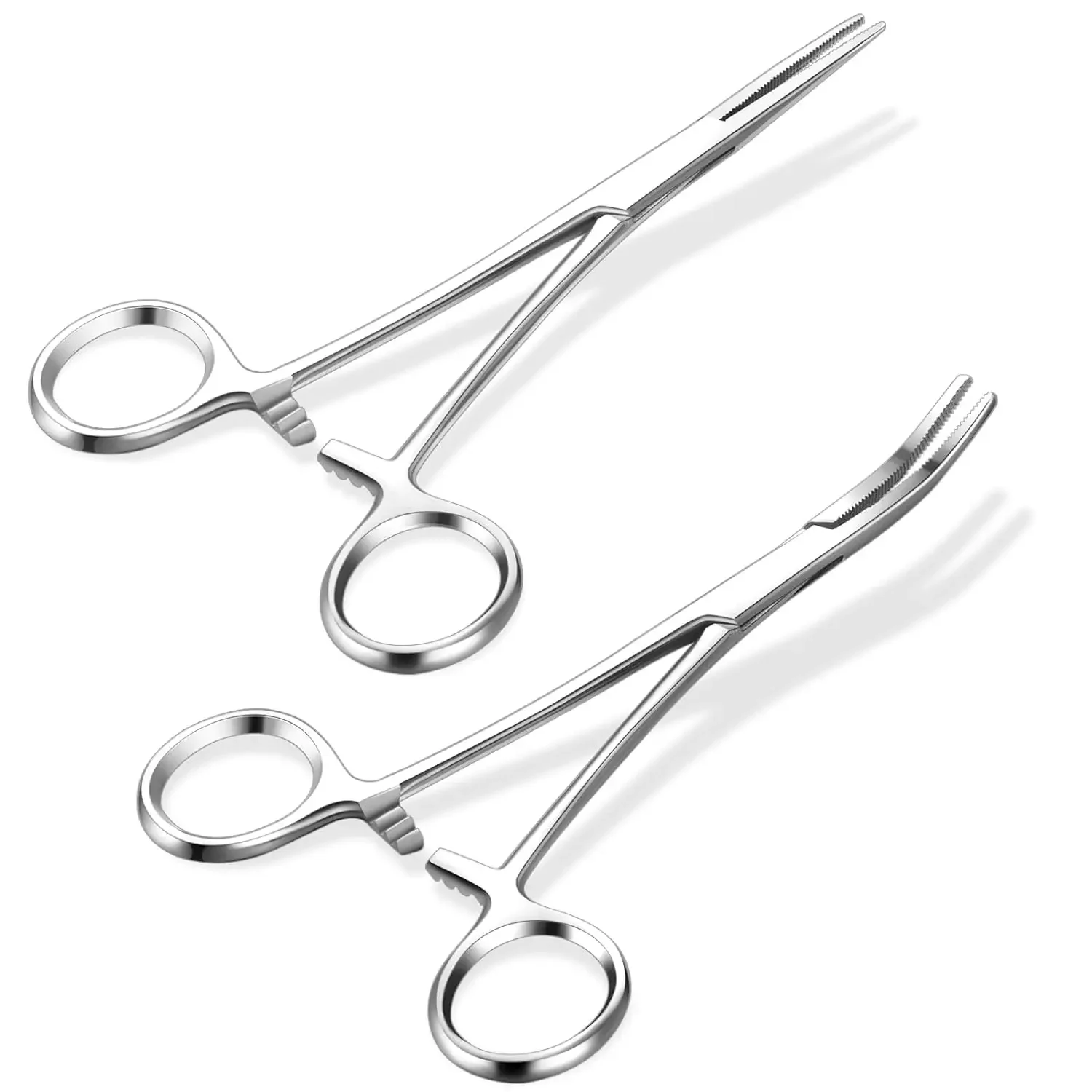 2Pcs Stainless Steel Hemostat Curved and Straight Hemostat Forceps Piercing Pliers Forceps,Fishing Tweezer Hemostats