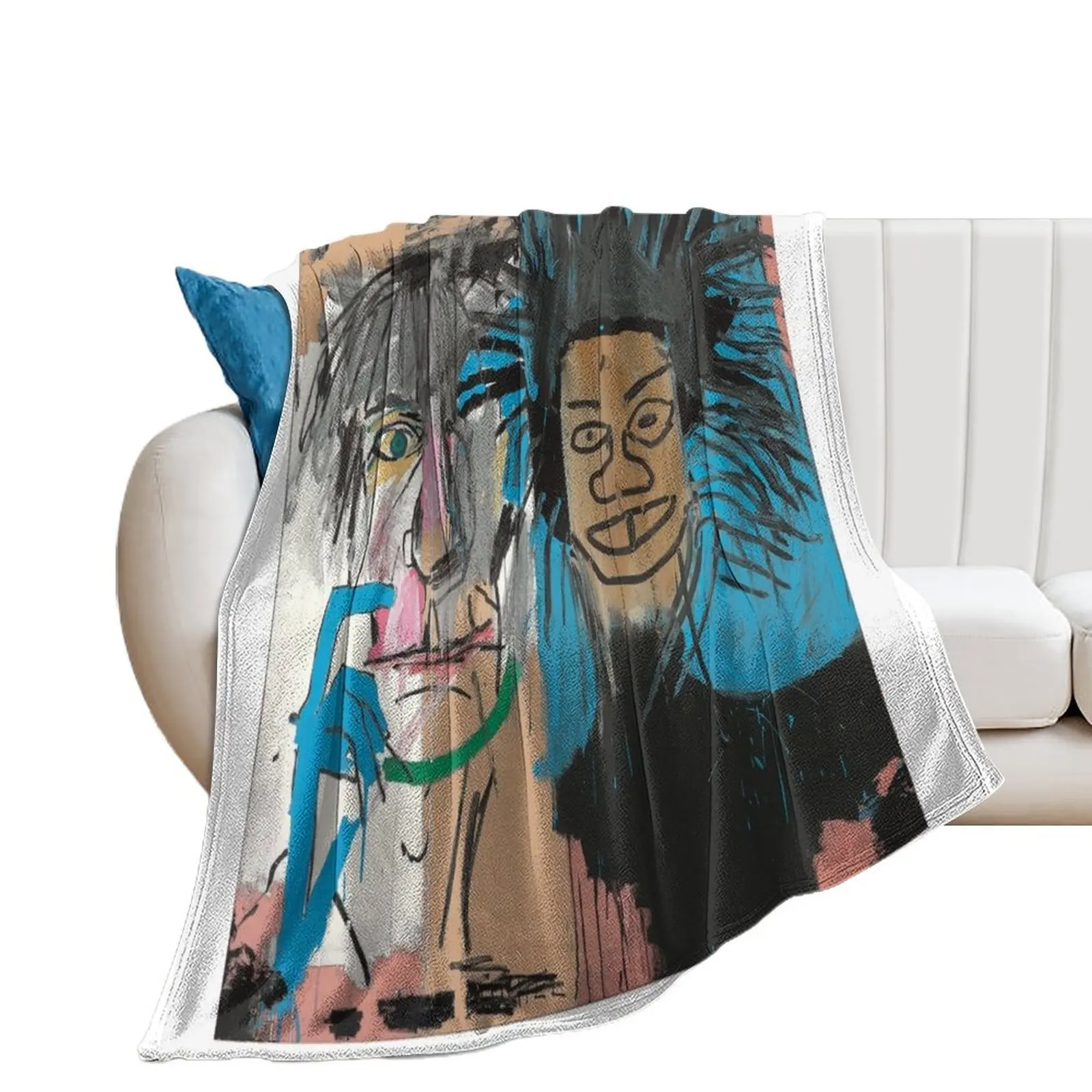 Collaboration jean-michel and warhol - painting illustration Throw Blanket Bed Thermals For Travel Blankets