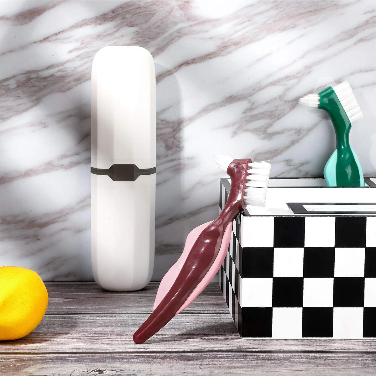 

3pcs Dual Head Denture Cleaning Brush For False Teeth Long Handle Reusable Washable Denture Care Toothbrush Oral Hygiene Cleaner