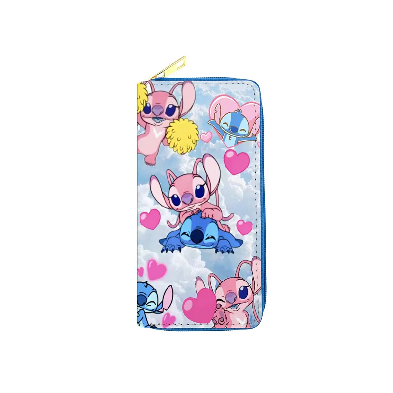 Disney cute cartoon stitch Women PU Wallet Ladies Zipper Clutch Bag Credit Card Holder Purse