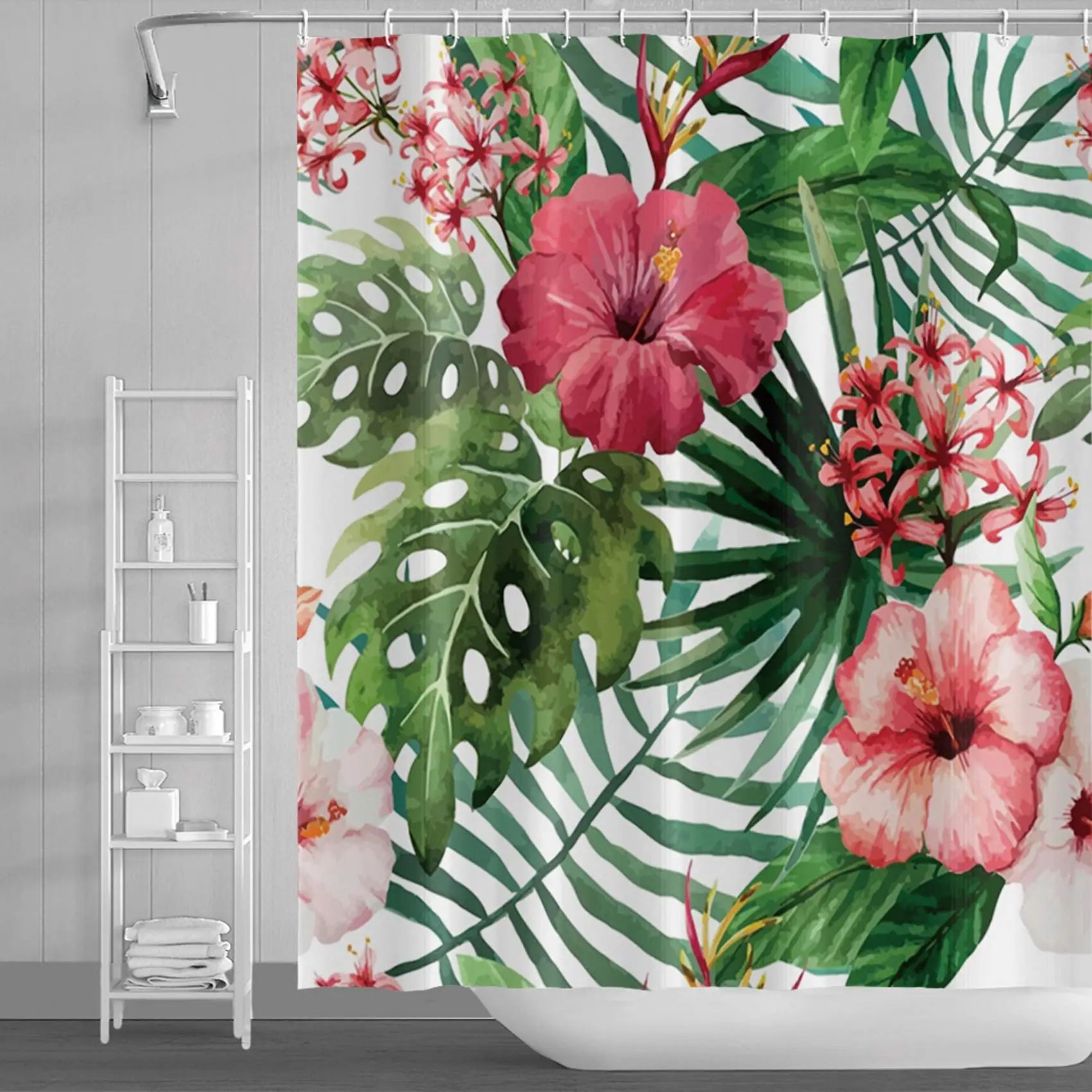 Plant Shower Curtain for Bathroom Waterproof Fresh Palm Tree Banana Leaf Green Shower Curtains with