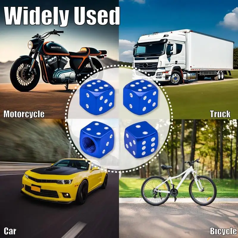 New 4Pcs Aluminum Alloy Tire Valve Caps Dice Wheel Stem Tyre Tire Wheel Stem Air Valve Dust Cover For Car Truck Motorcycle Bike