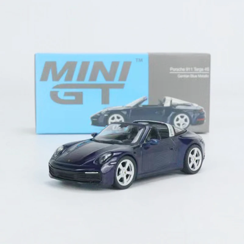 Мини GT 1:64 модель автомобиля 911 Targa 4S литье под давлением-Gentian синий металлический дисплей подарки