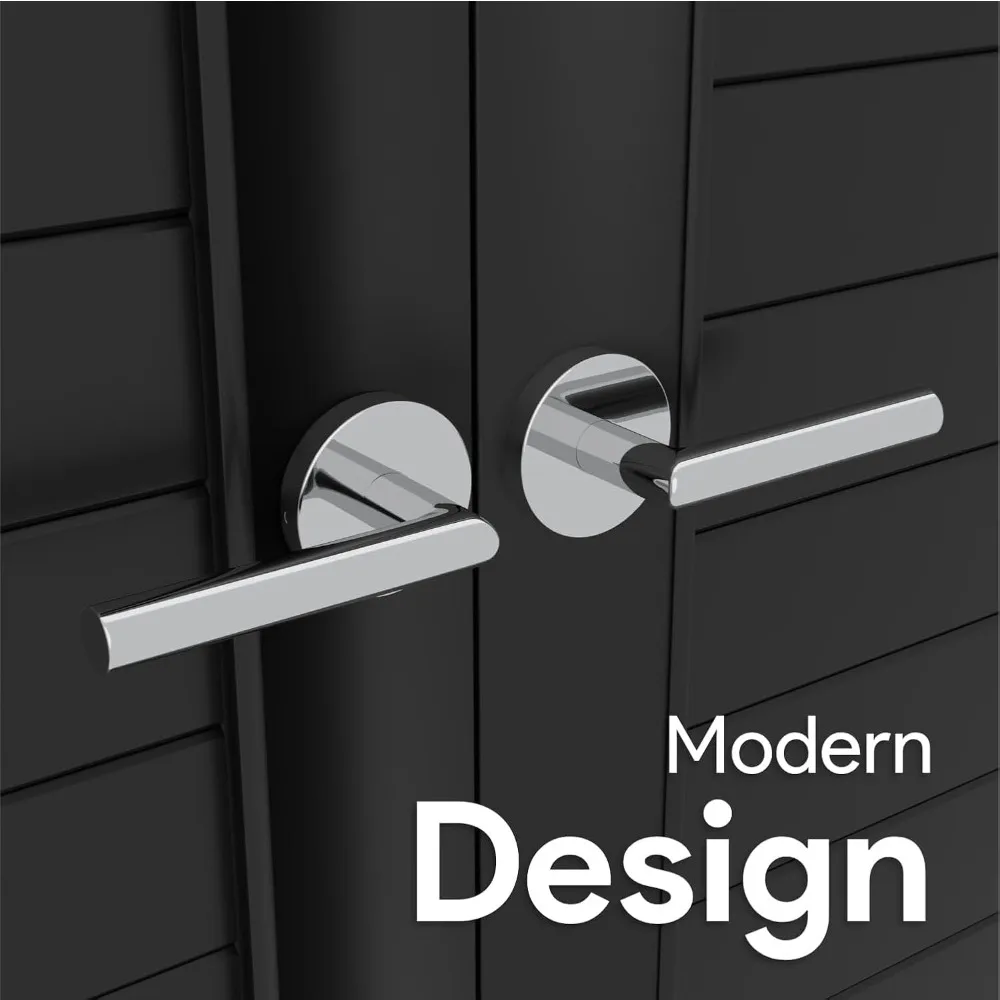 مقابض الأبواب المدمية من ميجا هاندلز - 6 عبوات من مقابض الأبواب الكروم شديدة التحمل، مقبض باب غير قابل للدوران للخزانة والأبواب الفرنسية،