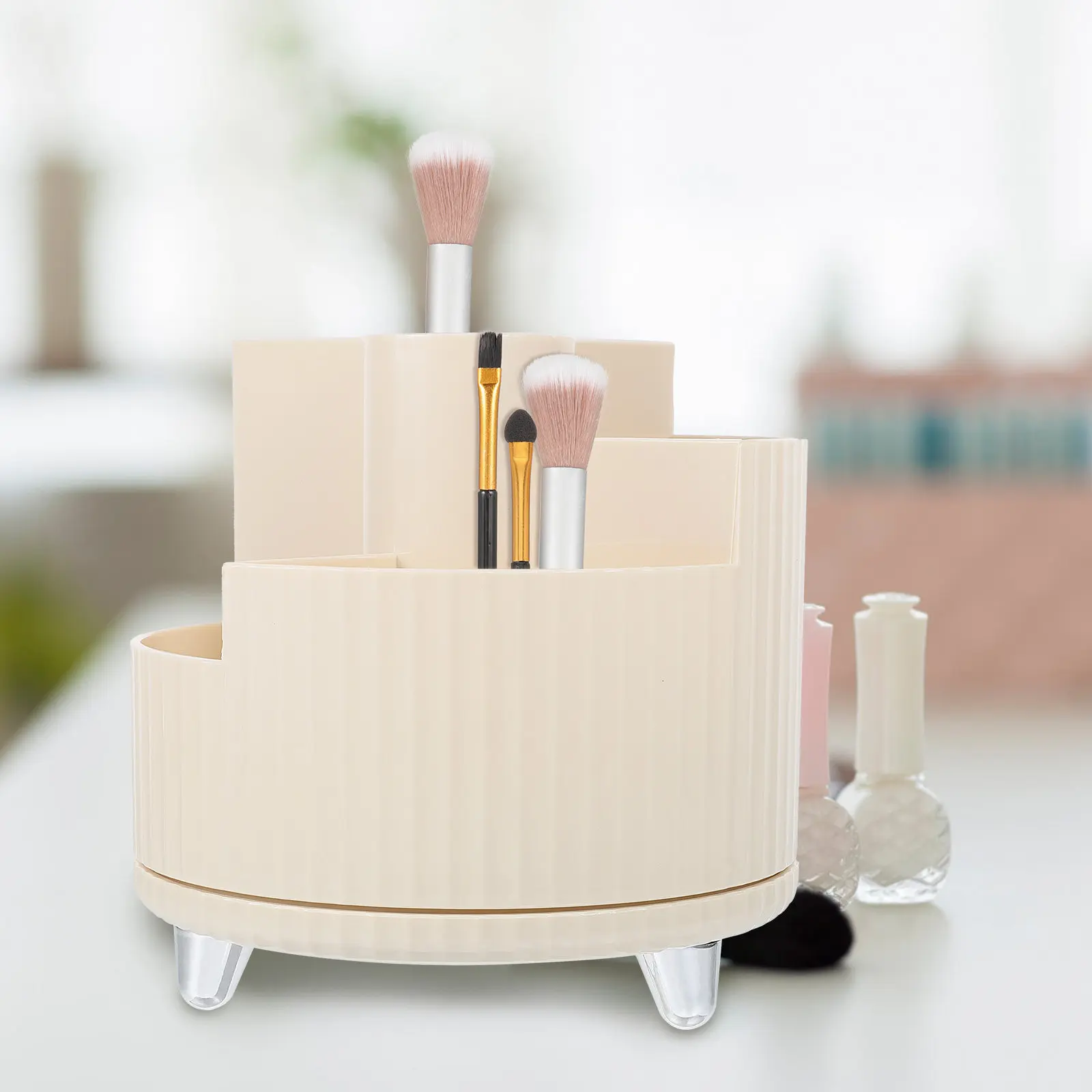 360° Rotating Makeup Brush Holder Organizer for Desk – Brush Storage Stand & Vanity Accessory