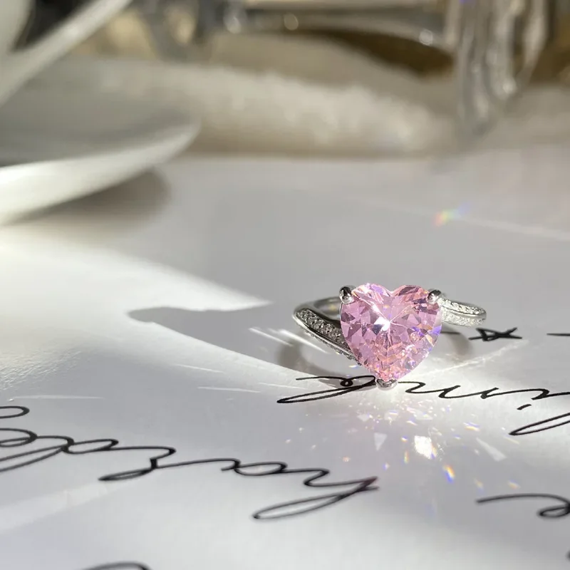 MDLFES مويسان الماس نمط أوروبا والولايات المتحدة الفاخرة 5 قيراط عالية الكربون حلقة انفجار فلاش على شكل قلب #4