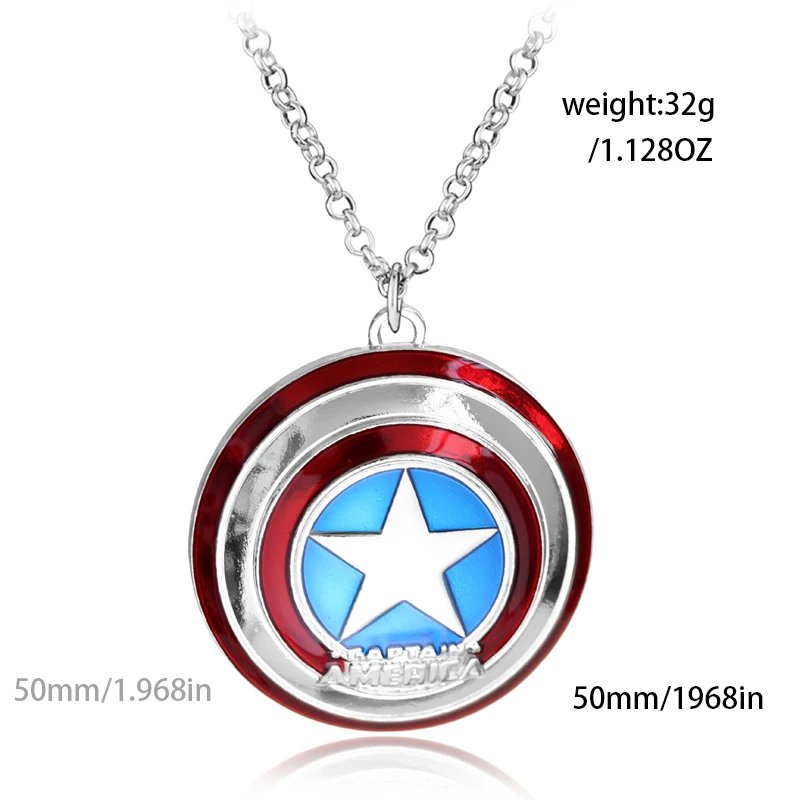 Marvel Superhero Necklace Captain America's Shield Pendent Neck Chain Funny Cosplay Acessorios Enfeite Meninos