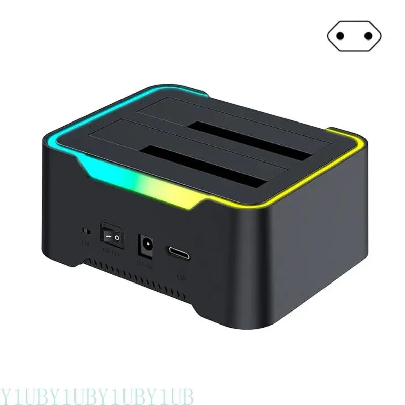 

Y1UB Double Bay Type C Hard Enclosure Docking Station for 3.5 and 2.5inch Drives with Efficient Offline Cloning