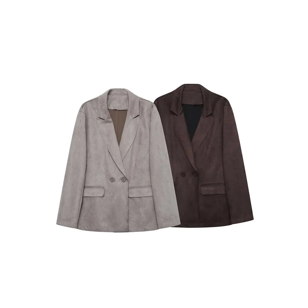 

Осенняя новая женская одежда, модный простой костюмный пиджак с эффектом замши
