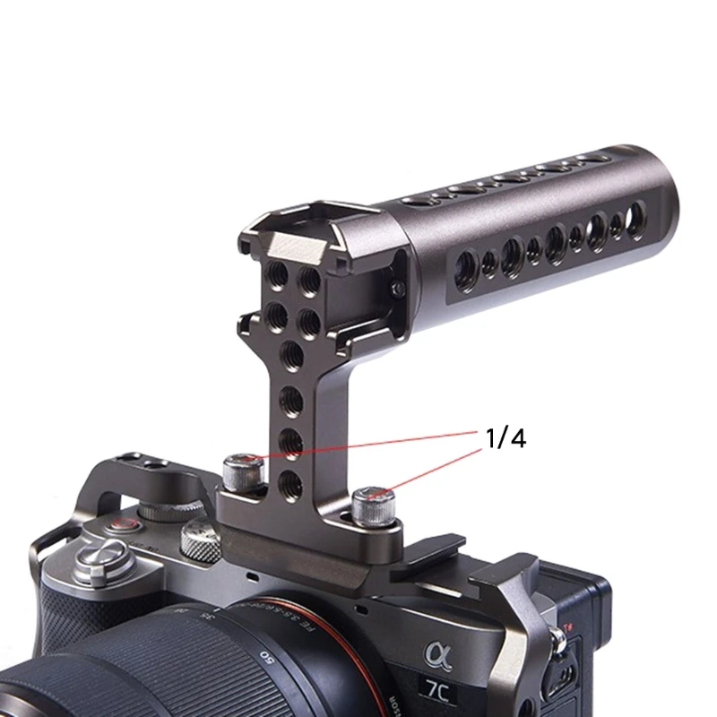 Top Handle Grip with 1/4 Inch 3/8 Inch Threaded Screw Holes Cold Shoe Mounts for Lamp Microphone Universal Camera Drop Shipping