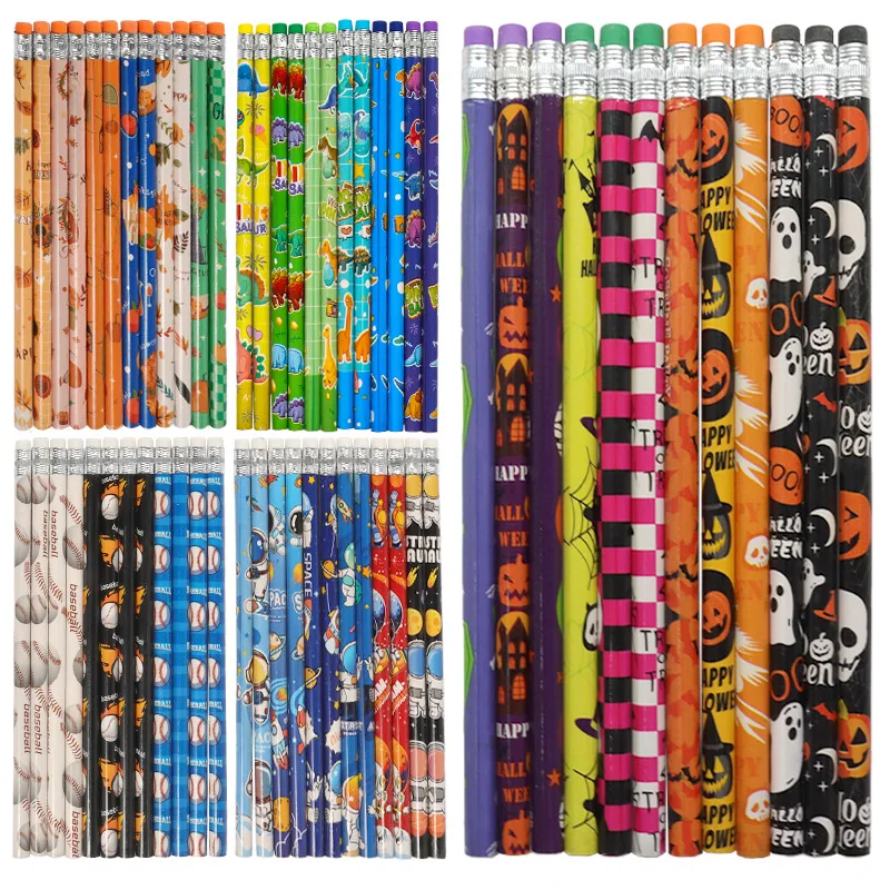 

48Pcs/Lot Cute Animal Pencil for School Students Cartoon Pencil With Eraser Office Supplies Kids HB Wooden Pencil Stationery