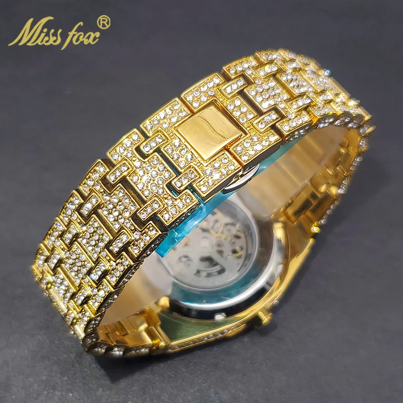 Mechanical Watch For Men Shiny Diamond Luxury Tourbillon Skeleton Watches Men\'s Hip Hop Street Trendty Automatic Reloj Wholesale