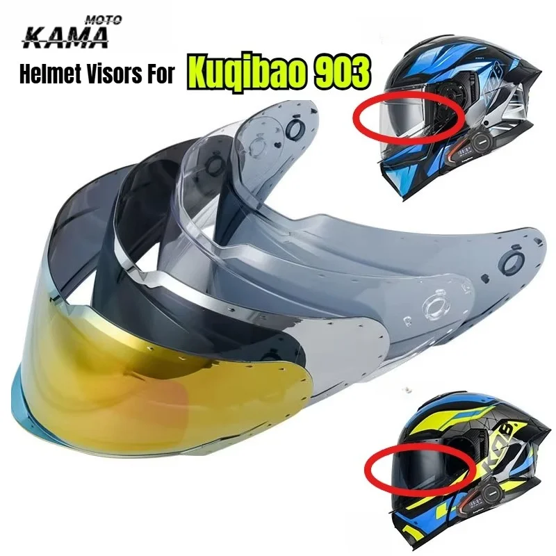 Helmet Visors for Kuqibao 903 Helmet Specific Lens White Sheet Silver Plated Red Black Tea Helmet Replacement Parts