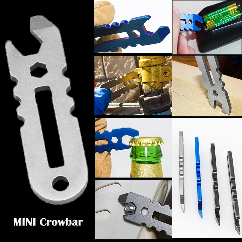 6 Iin 1 Crowbar Bottle Opener Hexagon Wrench EDC EDC Pocket Survival Tool Mini Multifunctional Keychain Pocket Repair Tool