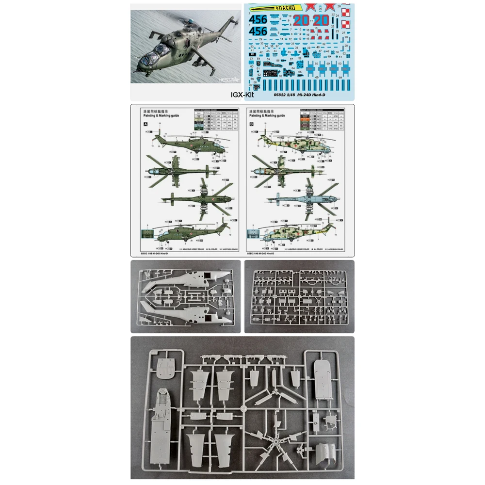 

Trumpeter 05812 1/48 Soviet Mil Mi-24 Mi24 Hind D Military Helicopter Handcraft Gift Plastic Toy Assembly Model Building Kit
