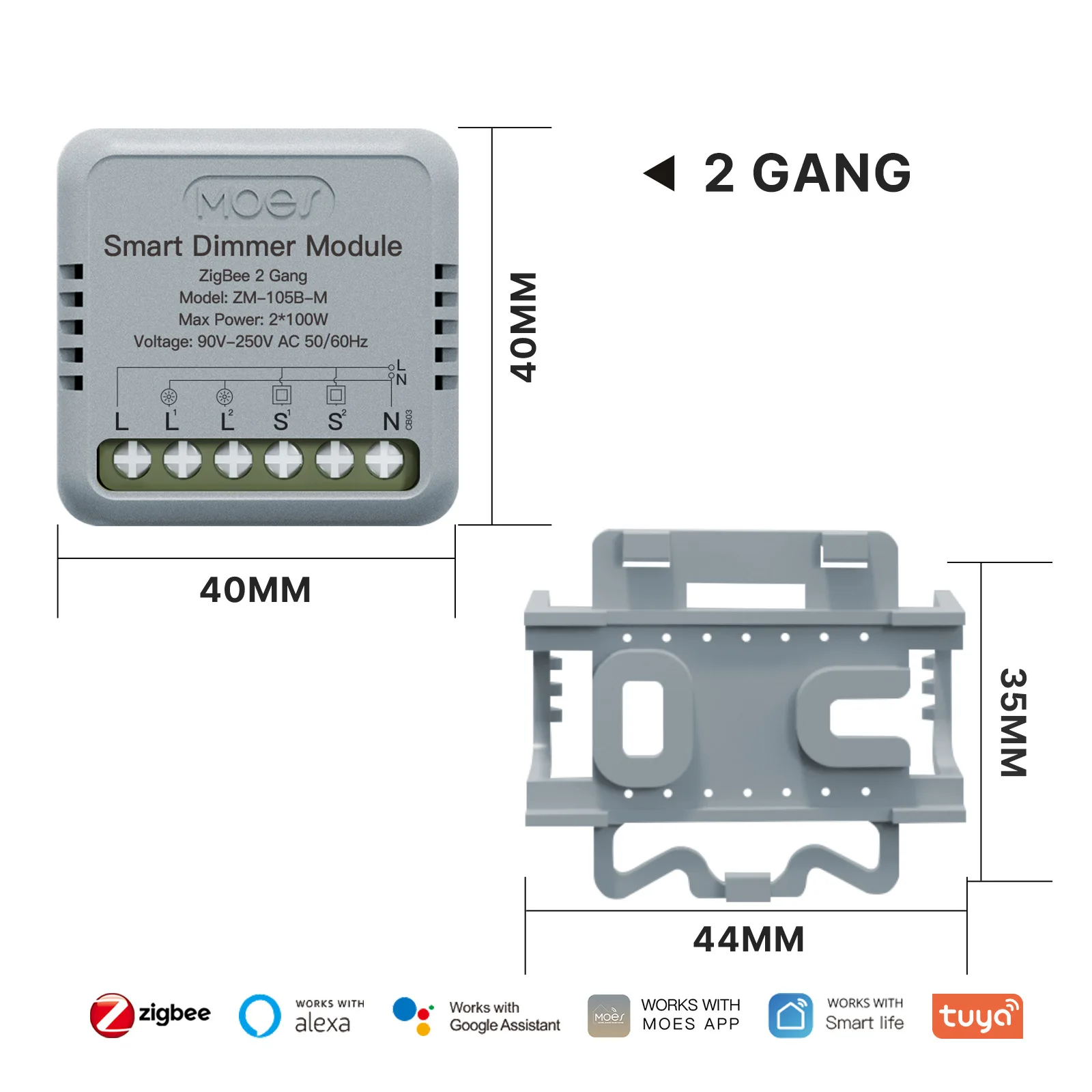 MOES Mini Tuya WiFi/Zigbee Smart Switch/Dimmer Module DIY Module Lichtschakelaar 1/2 Gang Afstandsbediening Werk Alexa Google thuis - afbeelding 1