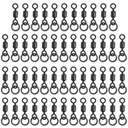 50pcs Rolling Swivel with Ring Carp Fishing Micro Hook Matt Black Ice Winter Fishing Tackle Supplies Accessories Equipment Pesca