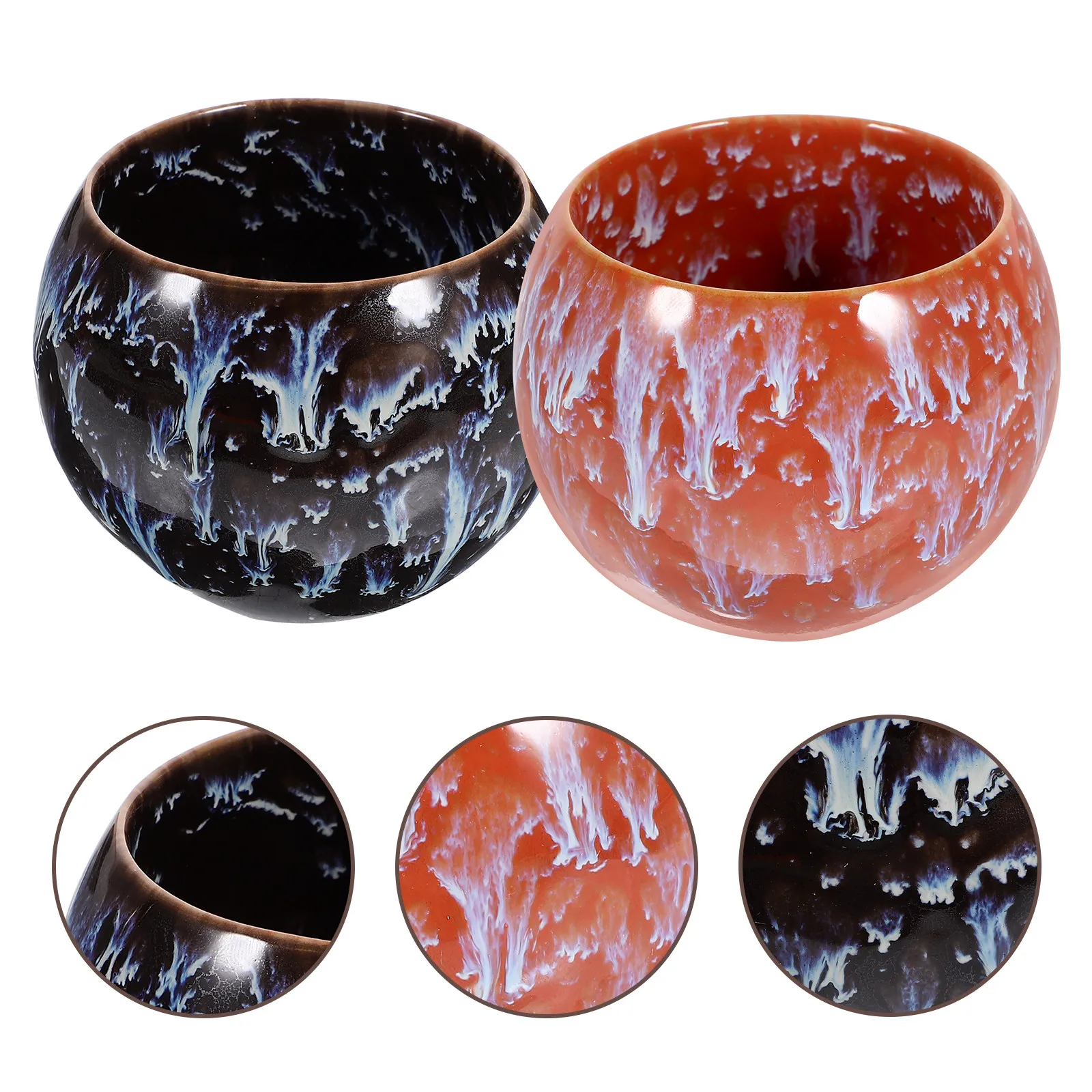 

2Pcs Dragon Egg Cup Traditional Japanese Style Teacup Set Compact Water Cup for Coffee Tea Decoration Household Use