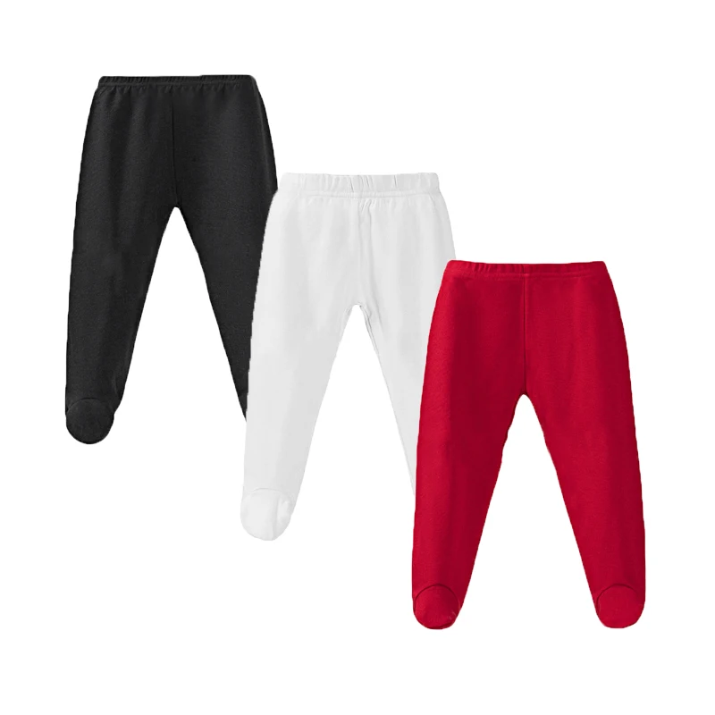

Baby Clothing Newborn Boys Girls 3Pcs/Sets Pants 0 To 3 Months Leggings Pants Solid Color Bind Foot Elastic Waist Trousers