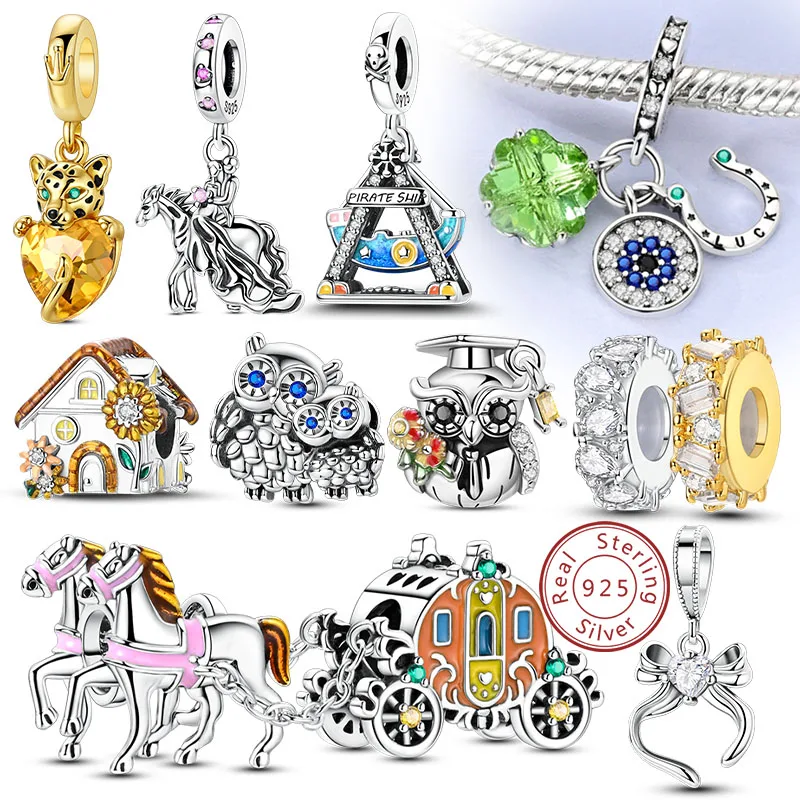 

Новые оригинальные подвески из стерлингового серебра 925 пробы, бусины, кулон с бантом в виде совы, круглые простые циркониевые бусины для женщин, изготовление ювелирных изделий